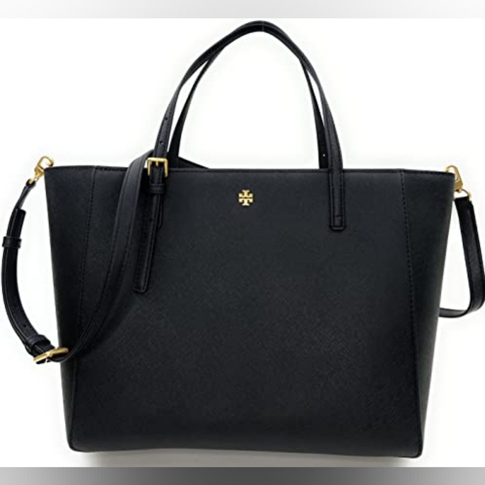 Tory Burch Emerson Saffiano Leather Women's Small Black Tote
